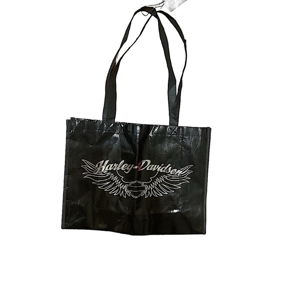 Harley-Davidson Black Winged Logo Bag reusable tote - Picture 1 of 6